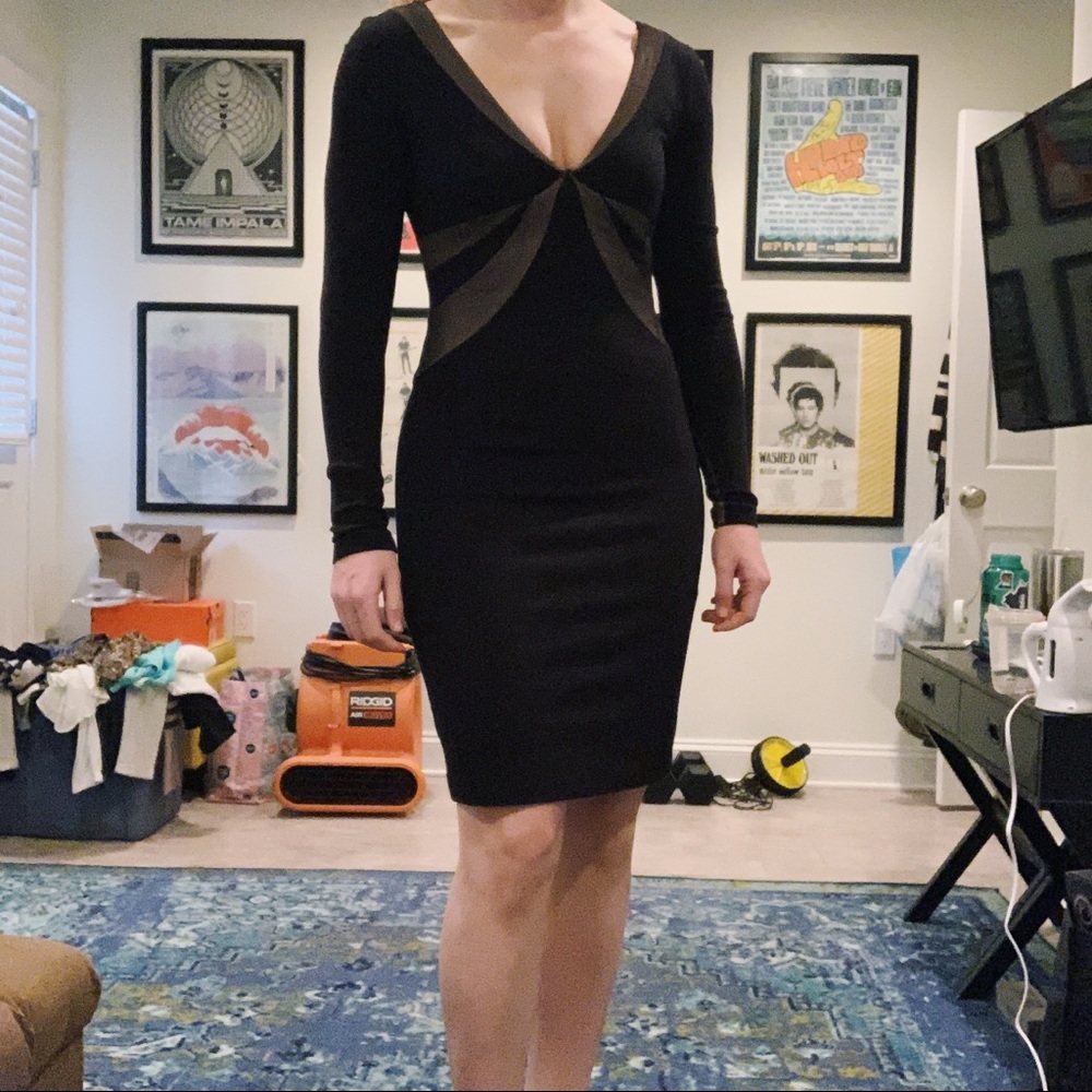 BCBGMaxAzria black form fitting dress